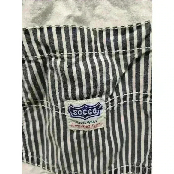 Vintage SOCCO Denim Shirt Adult Medium Blue White Retro 90's Button Short Sleeve - Picture 4 of 7